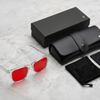 Transparent gray frame red lens set